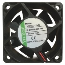YH-XQF X6025D12MB DC 12V 0.2A 2 Wires Brushless Axial Cooling Fan