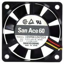 Sanyo Denki 109P0612H7D24 DC 12V 0.09A 6015 Axial Cooling Fan