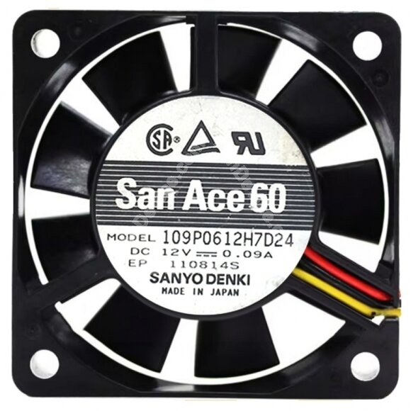 Sanyo Denki 109P0612H7D24 DC 12V 0.09A 6015 Axial Cooling Fan
