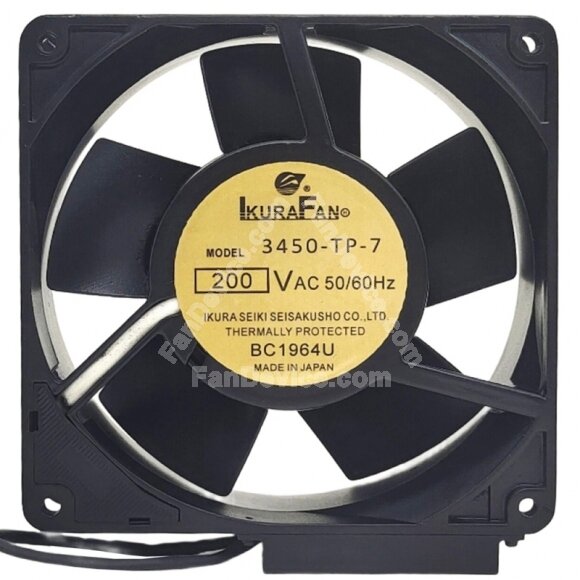 IkukaFan 3450-TP-7 AC 200V 2 Wires Thermally Protected Axial Cooling Fan