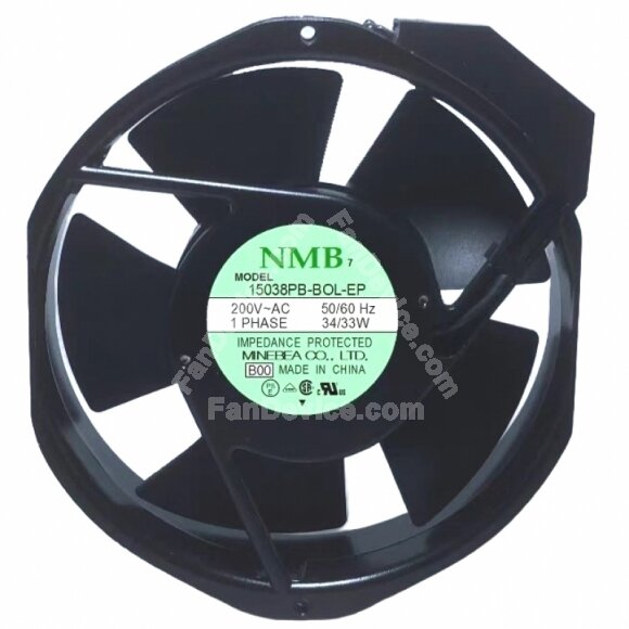 NMB 15038PB-BOL-EP AC 200V 34/33W Impedance Protected Axial Cooling Fan