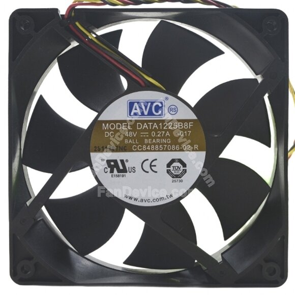 AVC DATA1225B8F DC 48V 0.27A Ball Bearing Axial Cooling Fan
