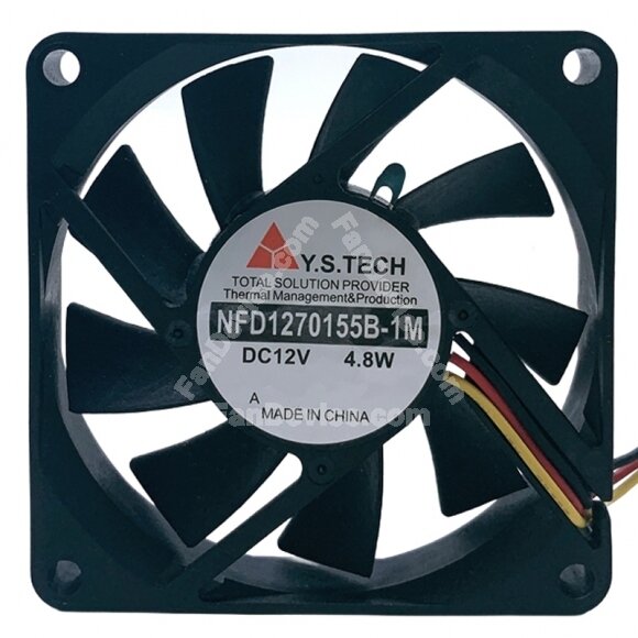 Y.S.TECH NFD1270155B-1M DC 12V 4.8W 3 Wires Axial Cooling Fan