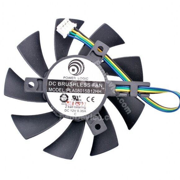 Power Logic PLA08015B12HH DC 12V 0.35A Ball Bearing Axial Cooling Fan