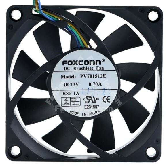 Foxconn PV701512E 12V 0.70A 2 / 3 / 4 Wires DC Brushless Axial Cooling Fan