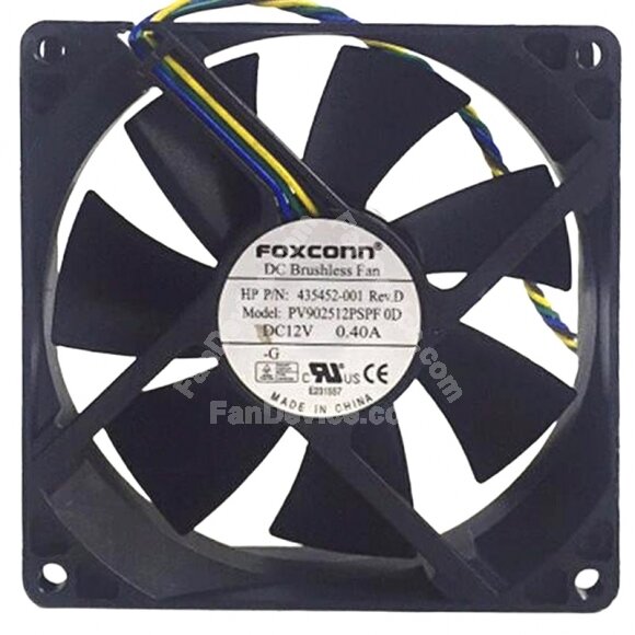 Foxconn PV902512PSPF 0D 12V 0.40A 4 Wires DC Brushless Axial Cooling Fan