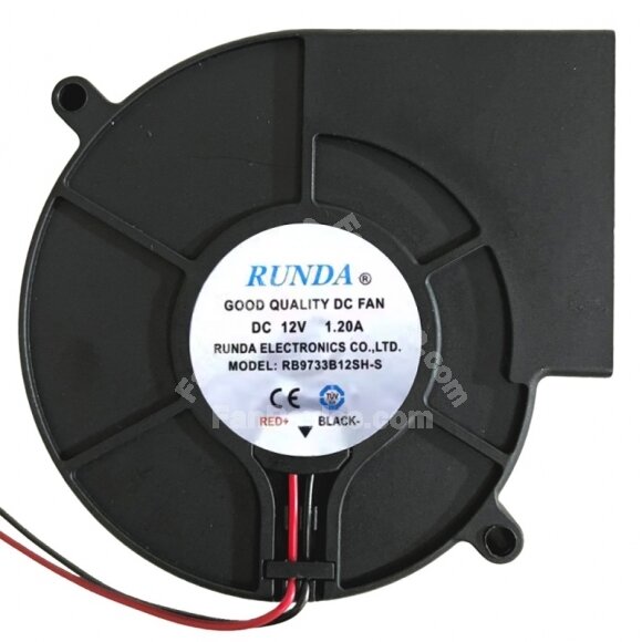 RUNDA RB9733B12SH-S DC 12V 1.20A 2 Wires Blower Cooling Fan