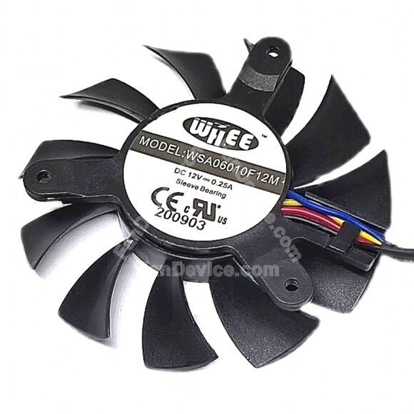 WHEE WSA06010F12M DC 12V 0.25A Sleeve Bearing Axial Cooling Fan