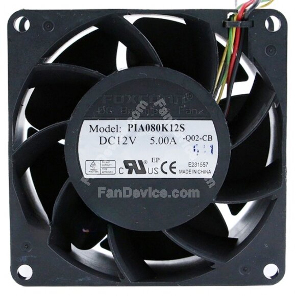 Foxconn PIA080K12S 12V 5.00A DC Brushless Axial Cooling Fan