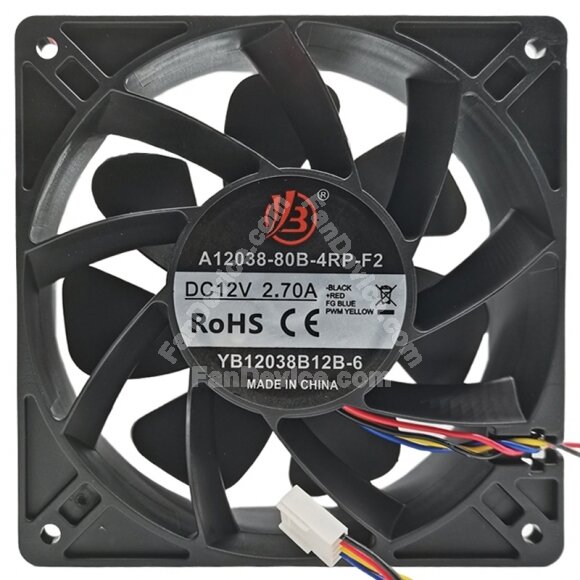 YB A12038-80B-4RP-F2 YB12038B12B-6 DC 12V 2.70A 4 Wires PWM Axial Fan
