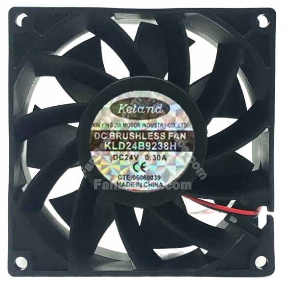 Keland KLD24B9238H 24V 0.30A 2 Wires DC Brushless Axial Cooling Fan