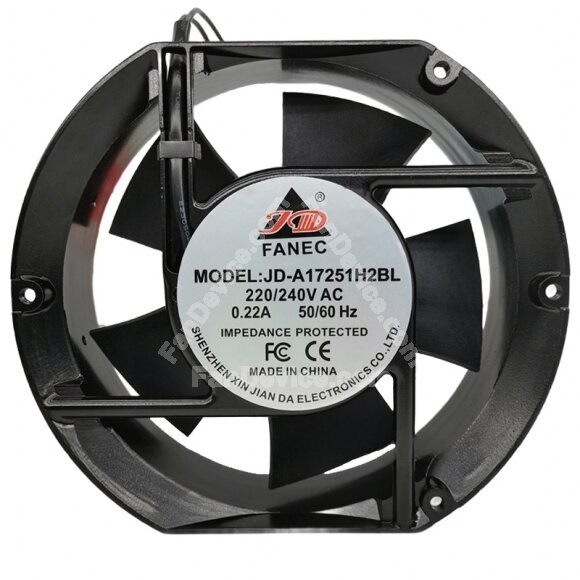 FANEC JD-A17251H2BL 220/240V 0.22A Impedance Protected Axial Fan