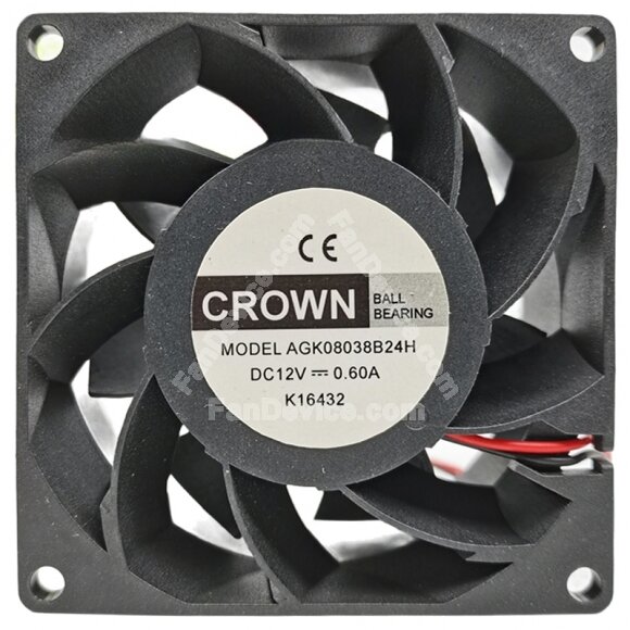 CROWN AGK08038B24H DC 12V 0.60A Ball Bearing Axial Cooling Fan