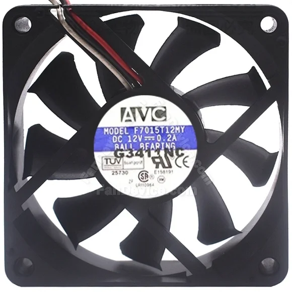AVC F7015T12MY DC 12V 0.2A 3 Wires Ball Bearing Axial Cooling Fan