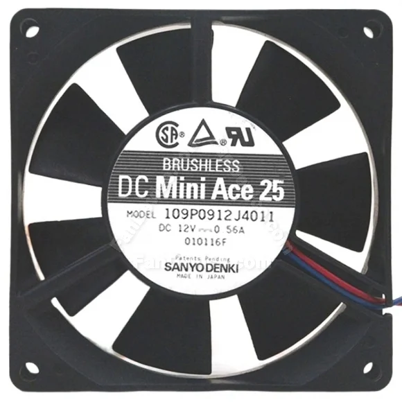 Sanyo 109P0912J4011 12V 0.56A DC Brushless 2 Wires Axial Cooling Fan