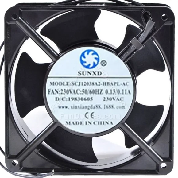 SUNXD SCJ12038A2-HBAPL-AC 230V 0.13/0.11A 2 Wires Cooling Fan
