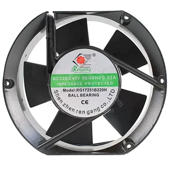 Rengang RG17251B220H 220/240V 0.22A Impedance Protected Ball Bearing Cooling Fan