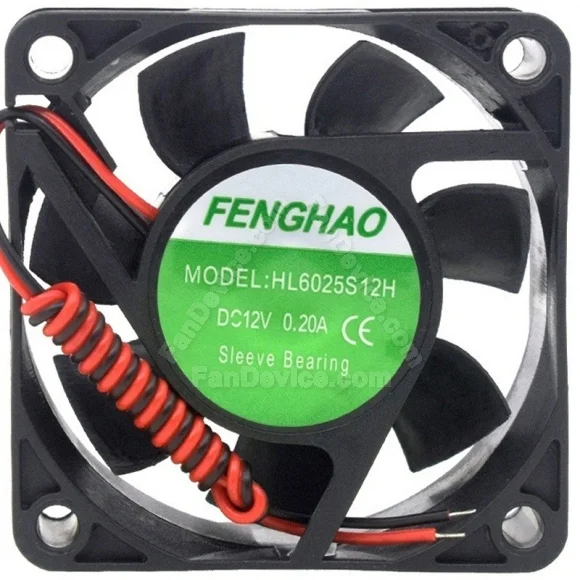 FENGHAO HL6025S12H 12V 0.20A Sleeve Bearing 2 Wires Cooling Fan