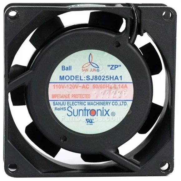 SAN JUN SJ8025HA1 110V-120V 0.14A Impedance Protected Ball Bearing Cooling Fan