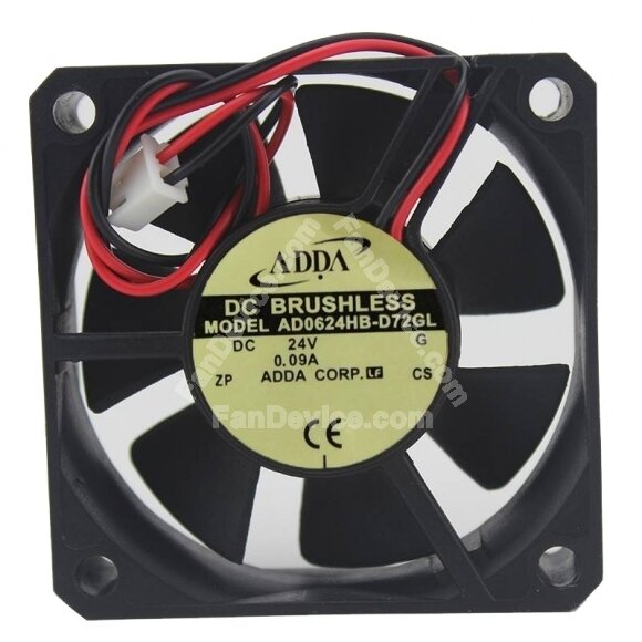 ADDA AD0624HB-D72GL DC 24V 0.09A 2 Wires / 3 Wires Axial Cooling Fan