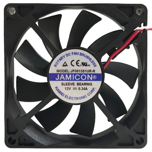 JAMICON JF0815S1UR-R DC 12V 0.34A 2 Wires Axial Cooling Fan