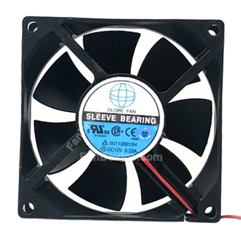 Globe Ball Bearing Computer Case Fan - 80mm, 12V DC, 0.23A, 2-Pin, Model B-01138812H