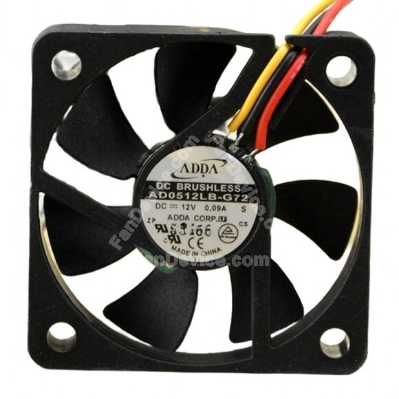 ADDA AD0512LB-G72 DC 12V 0.09A 3 Wires Axial Cooling Fan
