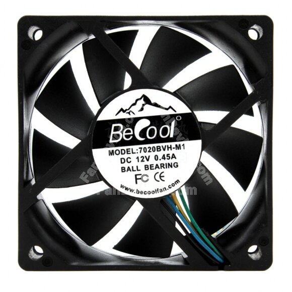 BeCool 7020RVH-M1 DC 12V 0.45A 7020 Axial Ball Bearing Cooling Fan