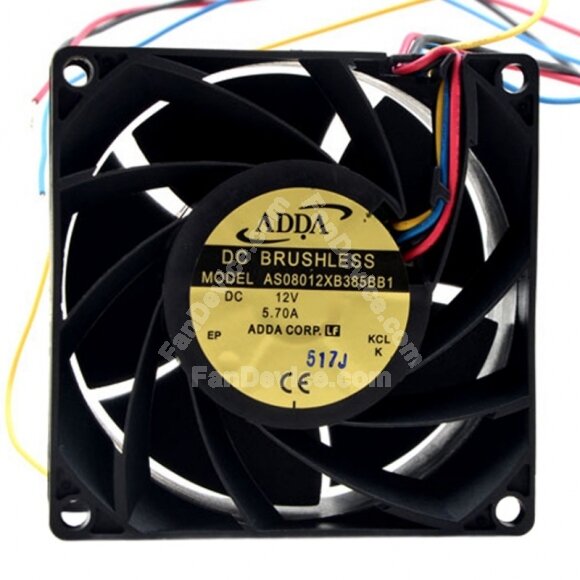 ADDA AS08012XB385BB1 DC 12V 5.70A 8038 Axial Brushless Cooling Fan