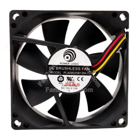 Power Logic PLA08025B12M-1 DC 12V 0.13A 8025 Axial Ball Bearing ...