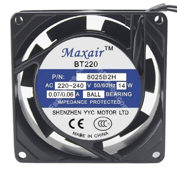 Maxair 8025B2H AC 220-240V 0.07/0.06A 14W 8025 Axial Ball Bearing Cooling Fan