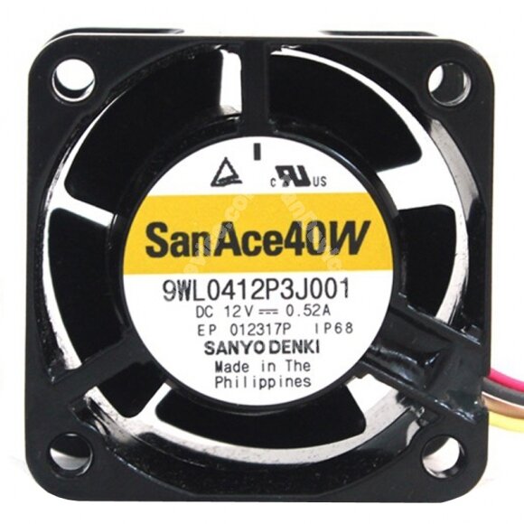 Sanyo Denki 9WL0412P3J001 DC 12V 0.52A 4028 Axial IP68 Waterproof Cooling Fan