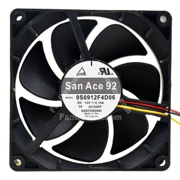 Sanyo Denki San Ace 92 9S0912F4D06 DC 12V 0.14A 9225 Axial Cooling Fan