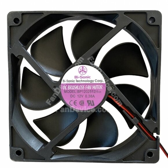 Bi-Sonic BP1202512HC1 DC 12V 0.38A 2 Wires Brushless Axial Cooling Fan