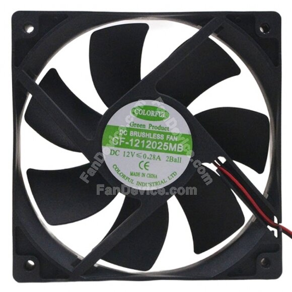 COLORFUL CF-1212025MB DC 12V 0.28A 2 Wires Brushless Axial Cooling Fan