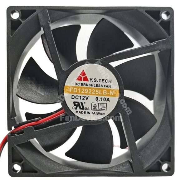 Y.S.TECH FD129225LB-N DC 12V 0.10A 2 Wires Brushless Axial Cooling Fan