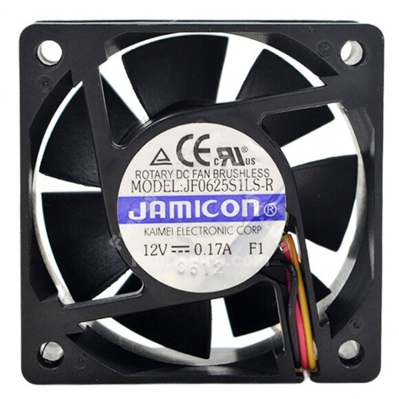 JAMICON JF0625S1LS-R DC 12V 0.17A 3 Wires Brushless Axial Cooling Fan