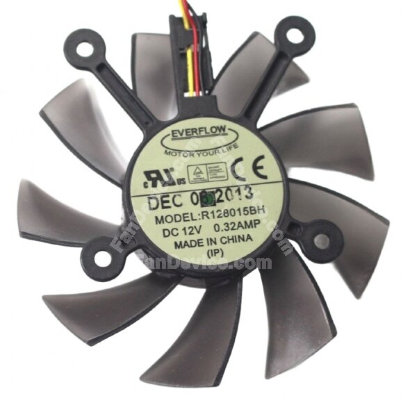 EVERFLOW R128015BH DC 12V 0.32AMP 3 Wires Axial Cooling Fan