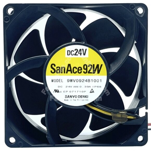 Sanyo Denki 9WV0924B1001 DC 24V 0.39A 3 Wires IP68 Waterproof Axial Fan