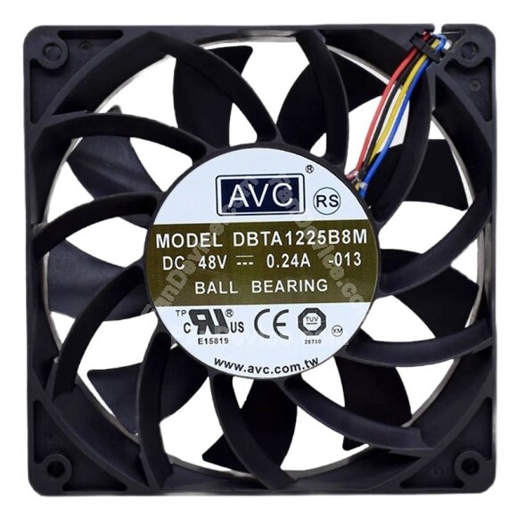 AVC DBTA1225B8M 48V 0.24A Ball Bearing Axial Cooling Fan