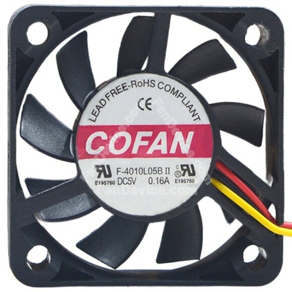 COFAN F-4010L05BII 5V 0.16A 3 Wires Axial Cooling Fan