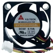 Y.S.TECH NYW02510005BL 5V 0.10A 3 Wires Axial Cooling Fan