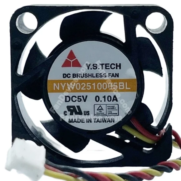 Y.S.TECH NYW02510005BL 5V 0.10A 3 Wires Axial Cooling Fan