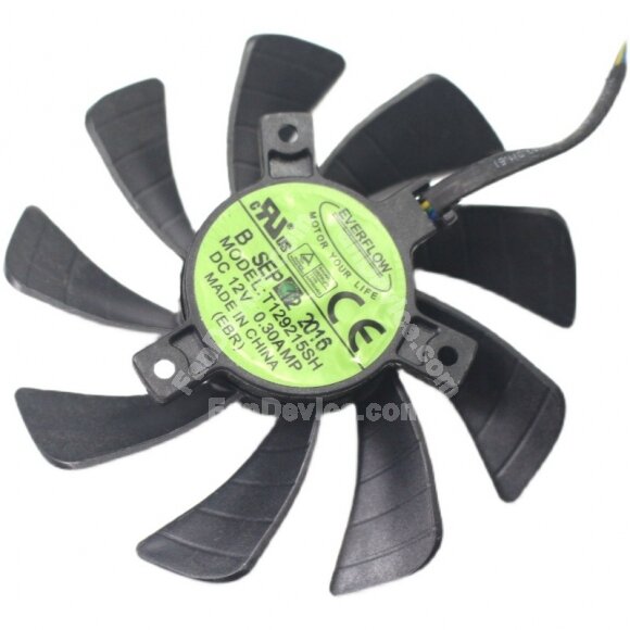 EVERFLOW T129215SH 12V 0.30AMP 4 Wires Axial Cooling Fan