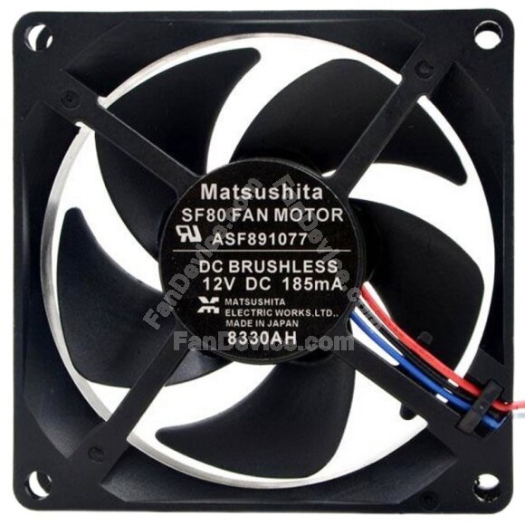 Matsushita ASF891077 12V 185mA 2 / 3 Wires Cooling Fan