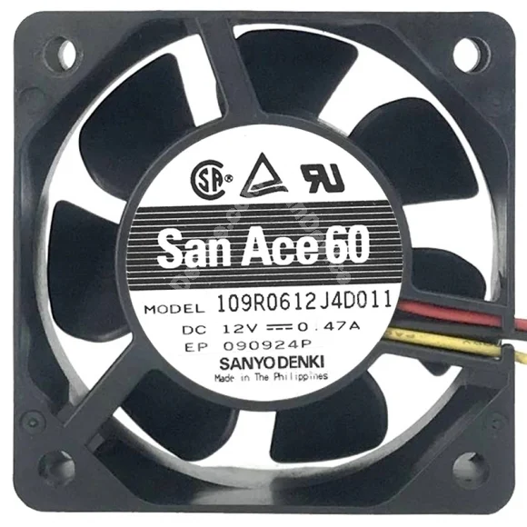 Sanyo 109R0612J4D011 12V 0.47A 3 Wires Axial Cooling Fan