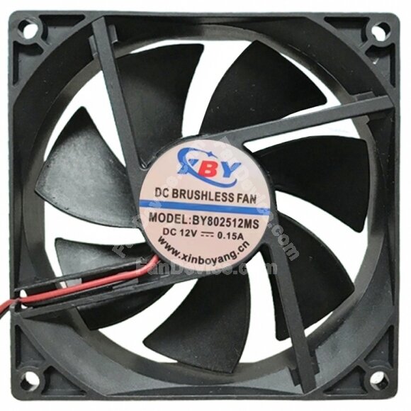 XBY BY802512MS 12V 0.15A 2 Wires Axial Cooling Fan