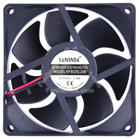 SANONDA KF8025L24B 24V 0.15A 2 Wires Axial Cooling Fan