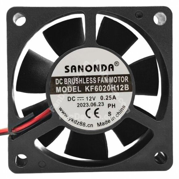 SANONDA KF6020H12B 12V 0.25A 2 Wires Axial Cooling Fan