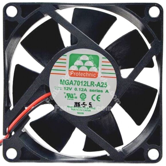 Protechnic MGA7012LR-A25 12V 0.12A 2 Wires Cooling Fan